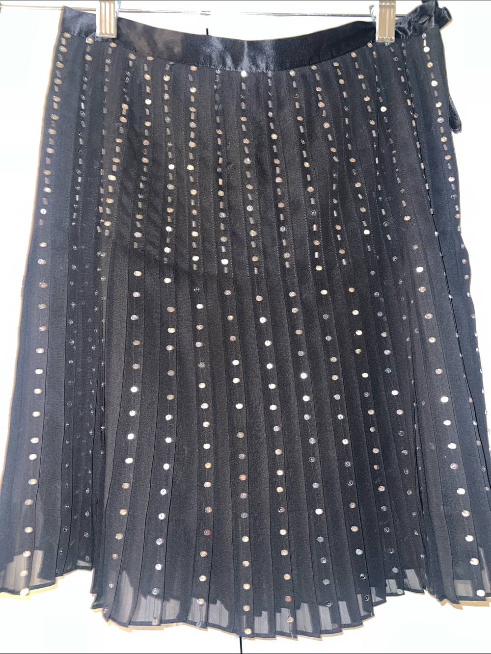 Heart Moon Star Black Pleated Skirt with Metallic Dot Accents